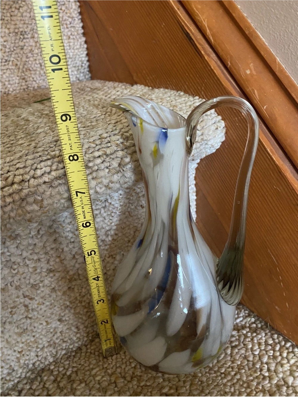 Vintage Swirled Murrhina Art Blown Glass Vase Pitcher EUC!! - Picture 10 of 10